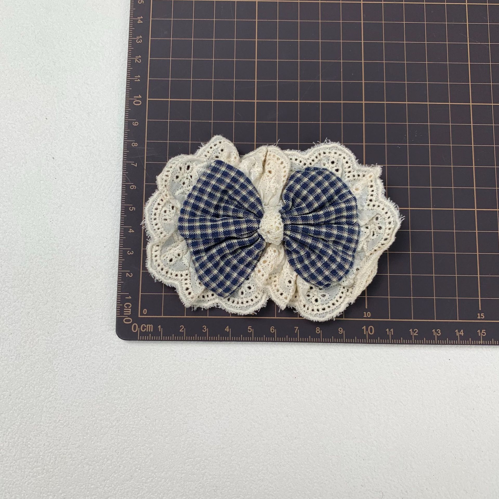 French retro large lace trim, checkered, bow patchwork, DIY hair accessories, hair clips, brooches, clothing, bags and accessories pic 12