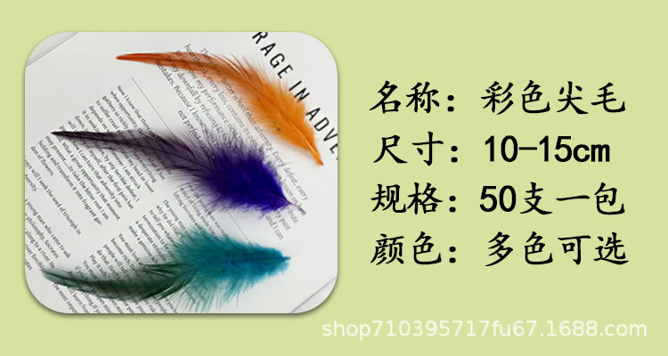 10-15cm彩色羽毛公鸡尖毛公鸡羽毛diy捕梦网帽花装饰手工材料辅料详情1