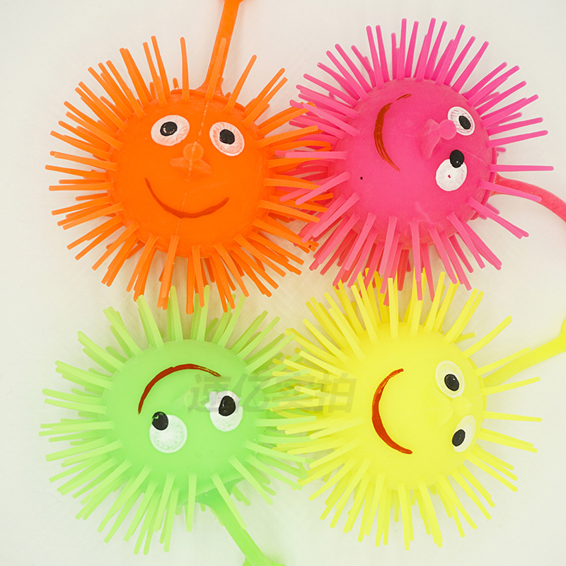 Luminous Hedgehog Fur Ball Colorful Inflatable Soft Silicone Caterpillar Flash Vent Ball Children's Toys Classic Huaixing 6666 Children's Toys details Picture