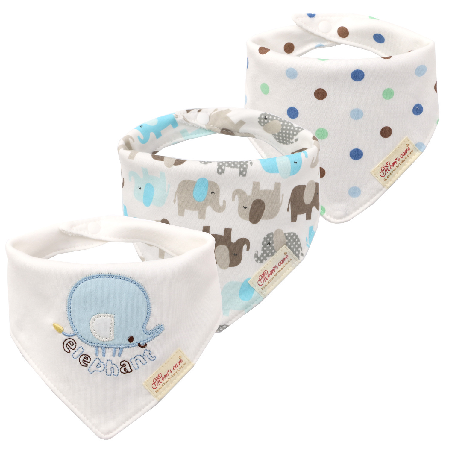 momscare Triangular Towel Baby Products, Children's bibs, bibs, ins Women's Wipes Three-piece set Specification image