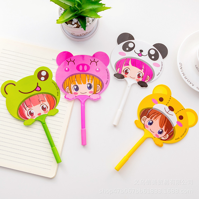 R cartoon fruit cat head, cute animal fan pen, fan pen, fan pen, student fan pen, wholesale manufacturer Specification image