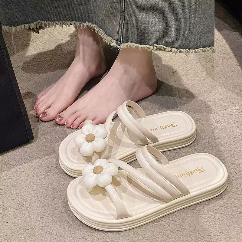 Flat Slippers Female Wearing Fairy Slippers Outside Wearing Net Red Shoes Female Summer Explosion Soft Sole Super Soft Small Fragrance Specification drawing