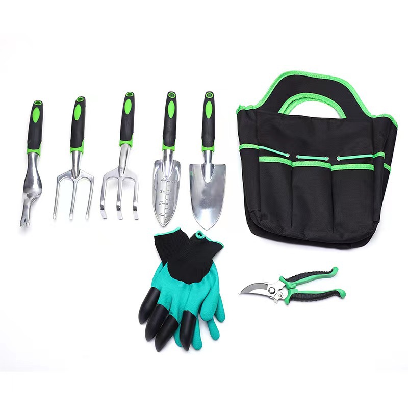 亚马逊园林铲铝合金工具套装8件套花园园艺厂家直销铲子耙子