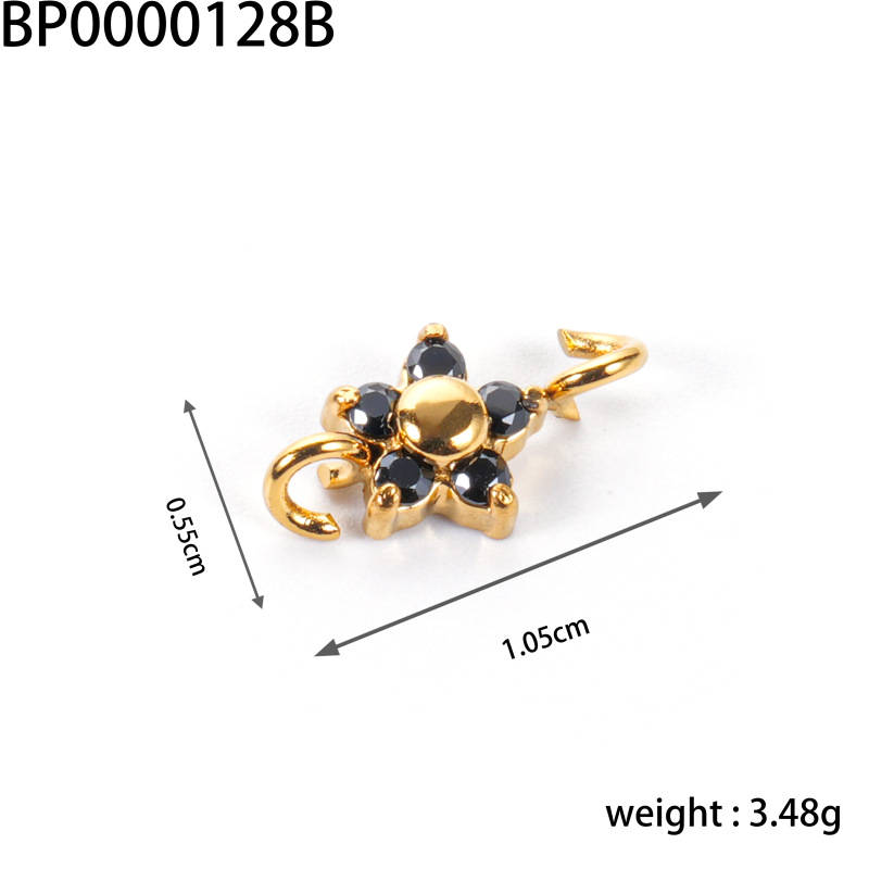 Cross-border fashion stainless steel four-leaf clover, five-pointed star, zircon inlaid diy double-hole pendant design accessory pic 23