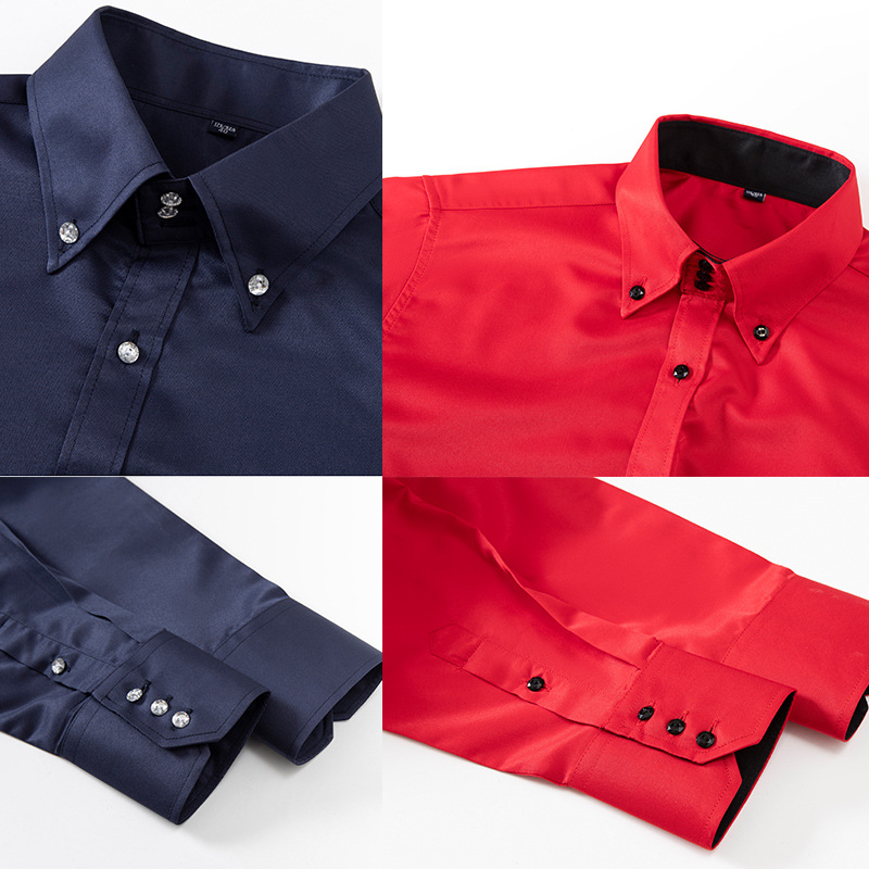 Ouma Cross-border foreign trade Shirt Spring and Autumn New business casual French crystal buckle men's niche long-sleeved shirt Application Scenario