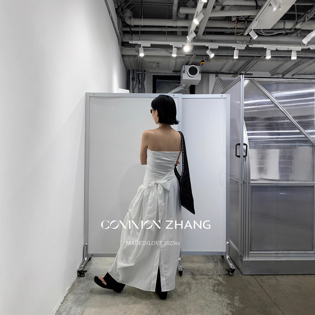 CZ ZHANG's fashionable early spring Korean-style tie bow solid color A-line strapless dress B16292 Item Picture