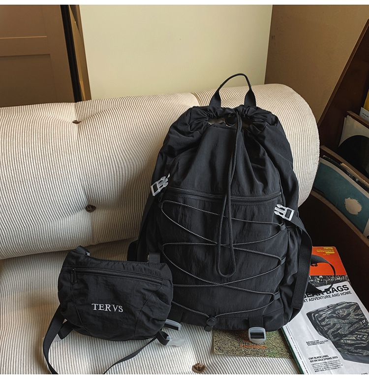 跨境双肩包男轻便登山包抽绳大容量户外旅行双肩包女大学生书包女详情37