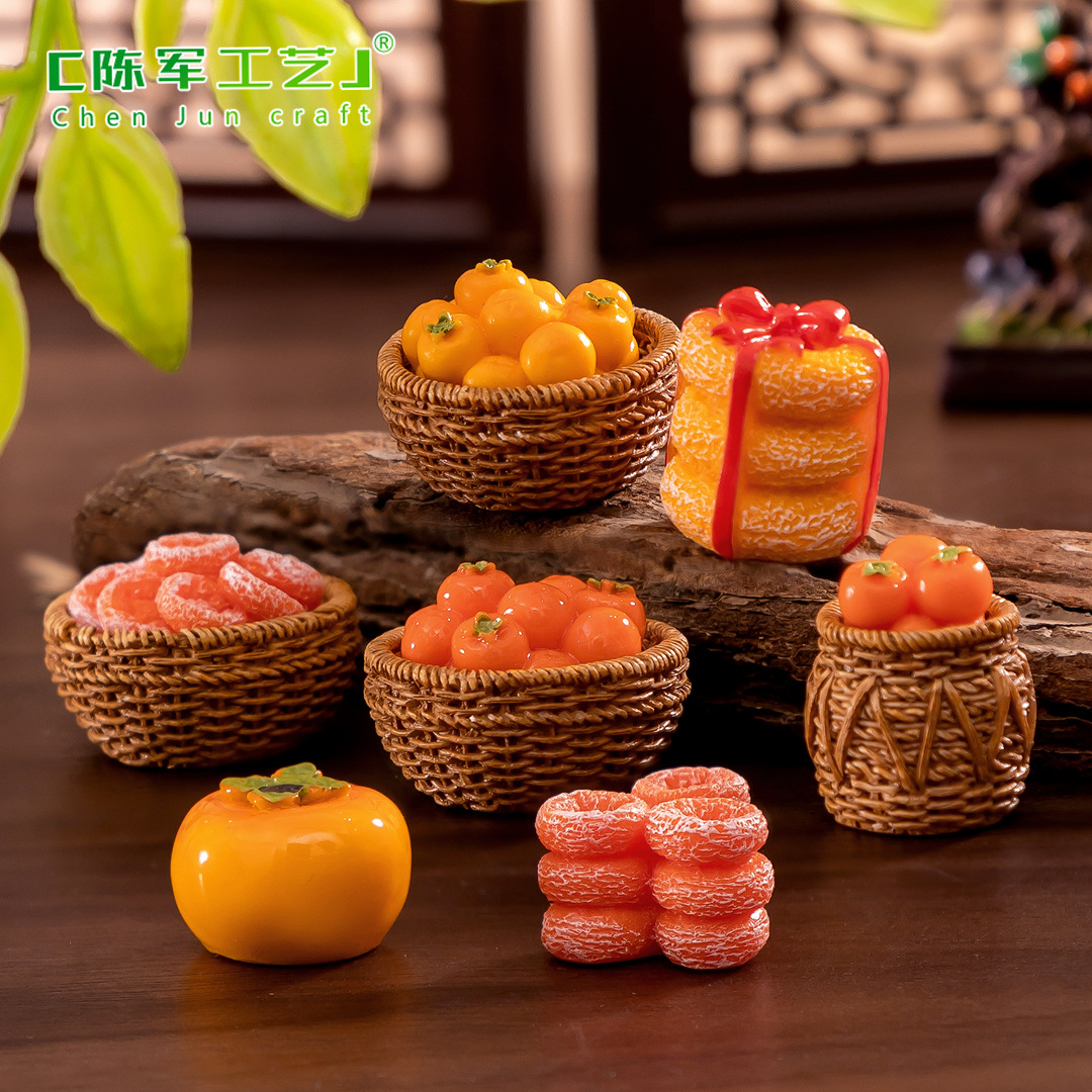 Micro-landscape creative simulation persimmon food play, persimmon as you wish, diy decorative blind bag accessories, mini miniature small ornaments Specification image