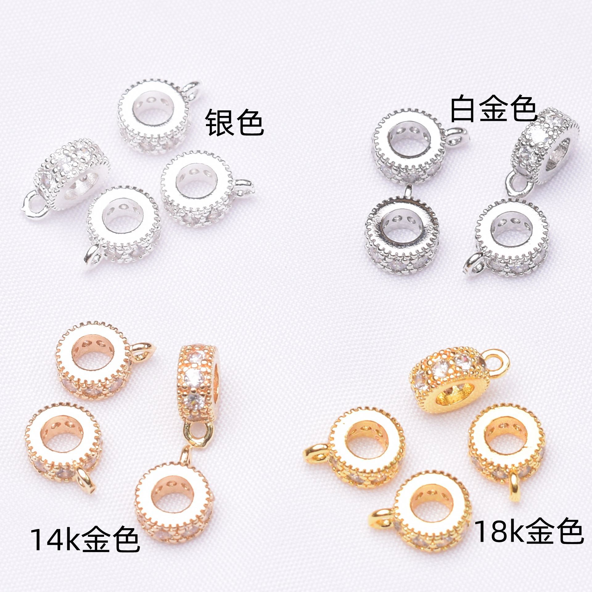 18k gold-plated bracelet with hanging large hole beads and spacers, copper micro-inlaid zircon diy bracelet and beaded accessories Specification image