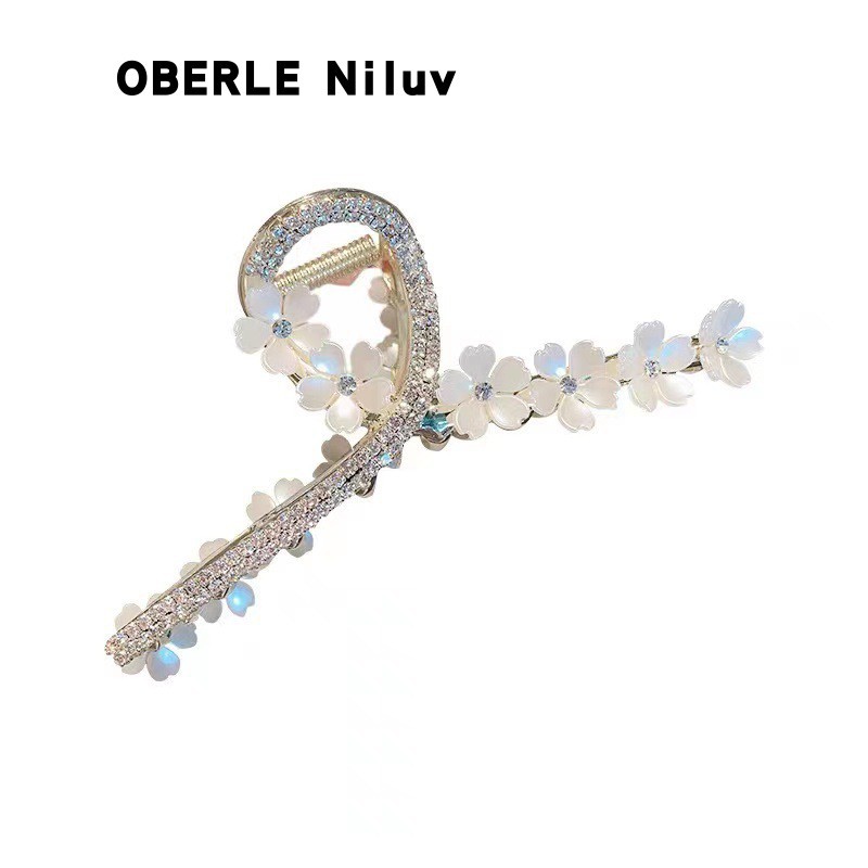 金色花朵大号/饰品/发夹白底实物图