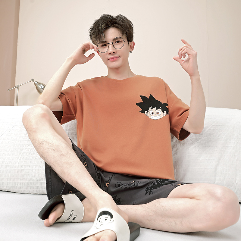 Pijamas hombre verano algodón shorts manga corta adolescente 2025 nuevo hombre ropa de hogar 100% algodón suéter de verano Specification image
