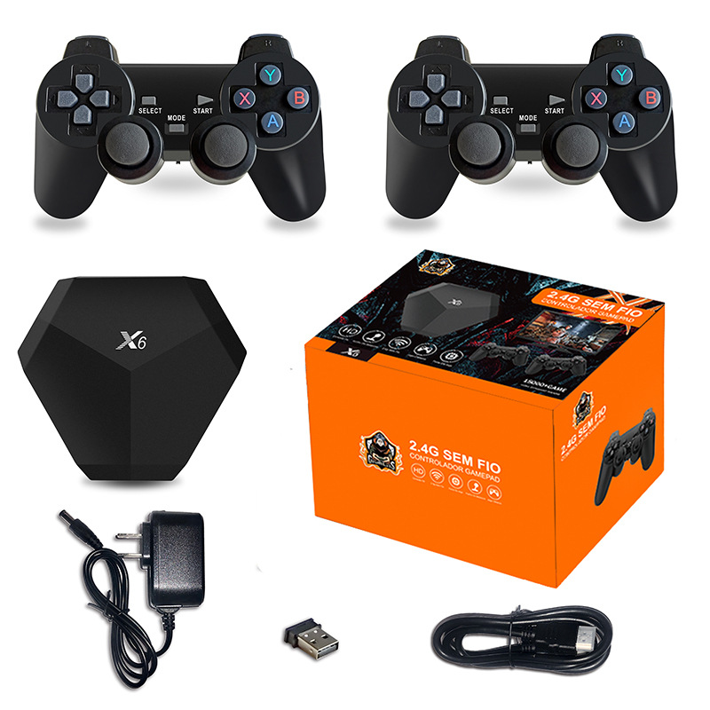 M8 upgraded X6 game console 2.4G wireless dual-controller HDMI high-definition home game console 15000 emulator