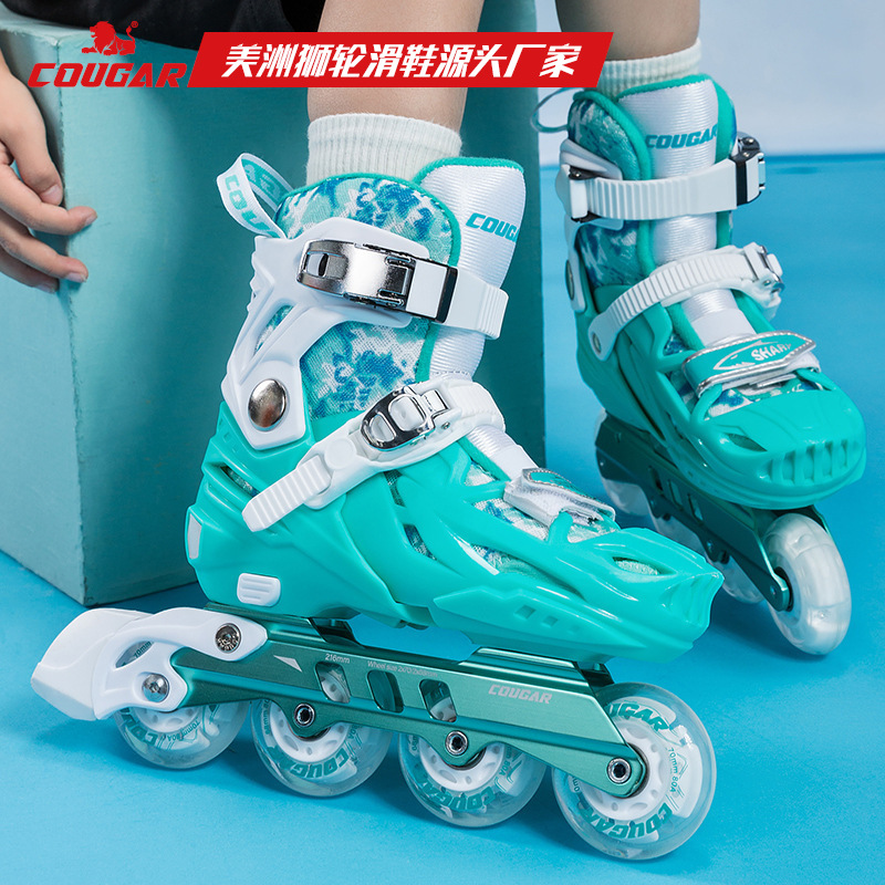 美洲狮溜冰鞋儿童轮滑鞋初学者男童女童旱冰鞋专业可调正品滑冰鞋详情图3