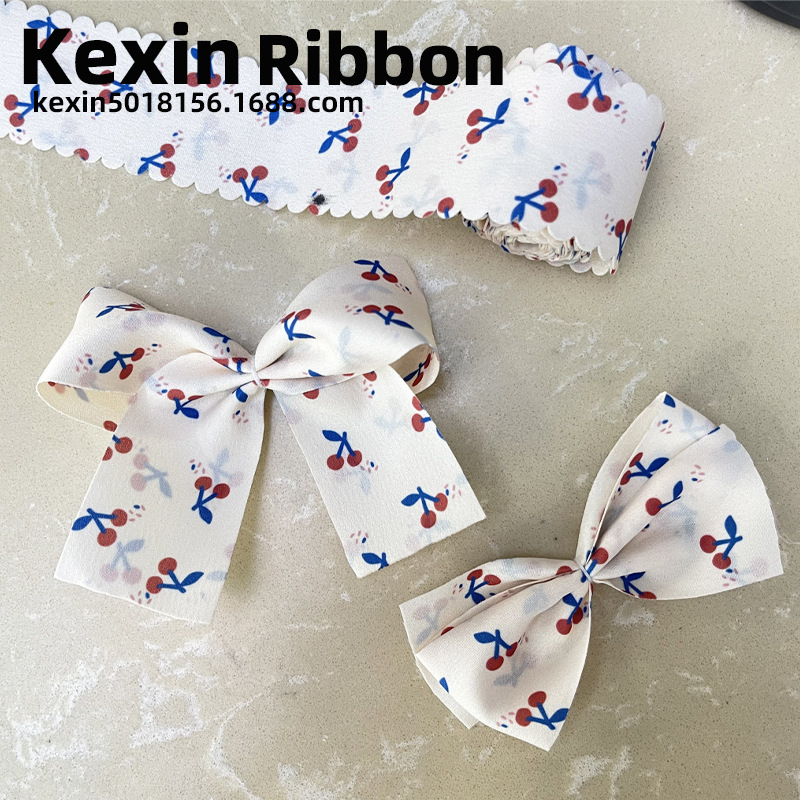 Kosin Webbing Cherry Ribbon Handmade Diy Hair Accessories Bow Material Gift Box Bouquet Packaging Clothing Accessories details Picture