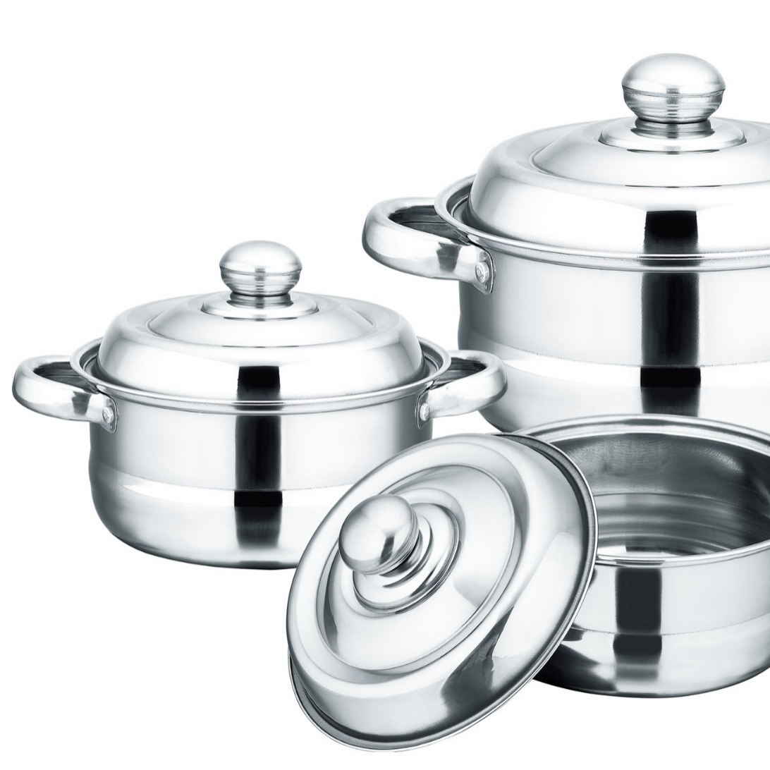 Korean-style stainless steel double-eared pot with a double bottom and rolled edge, flat-bottomed soup pot, mostly used for stewing, small milk pot with lid, factory wholesale Specification image