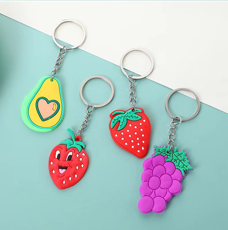 Cross-Border Creative New Key Chain Pvc Cute Fruit Cartoon Style Pendant Key Chain Small Gift Wholesale Specification drawing