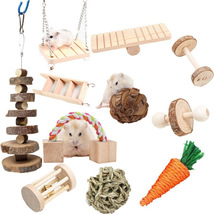 亚马逊木质宠物玩具仓鼠兔子荷兰猪鹦鹉玩耍磨牙用品组合套装
