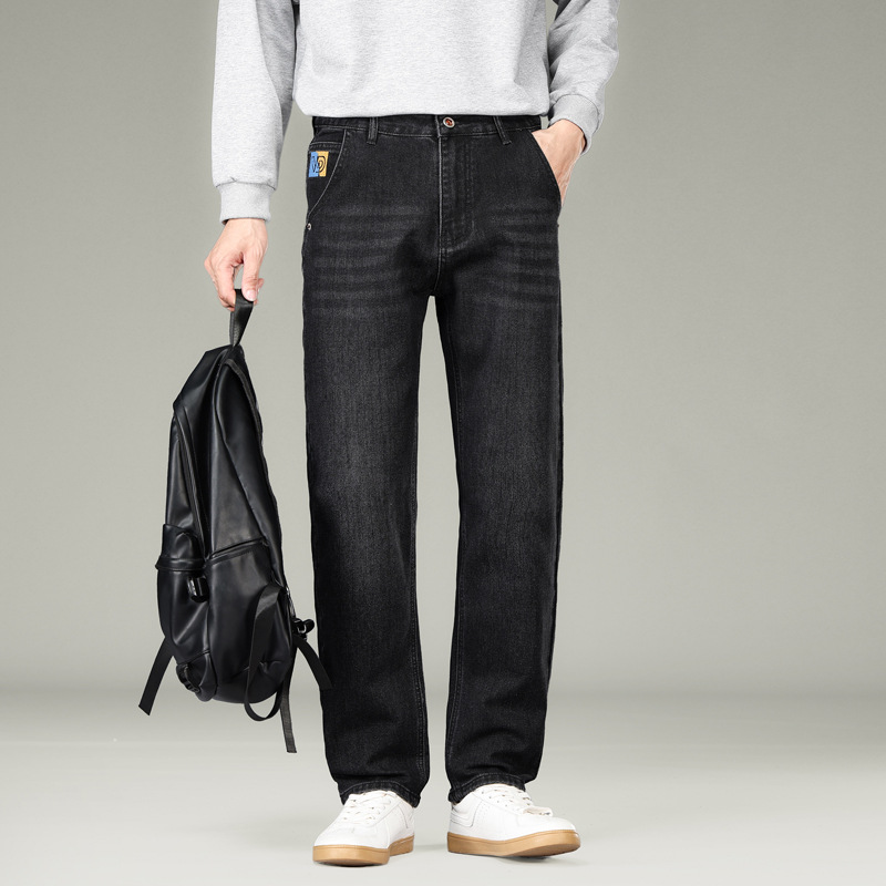 Fengshe Men's Wear /2025 Autumn/Winter New Thick stretch Business Men's jeans Straight leg pants Narrow version wide leg Specification image