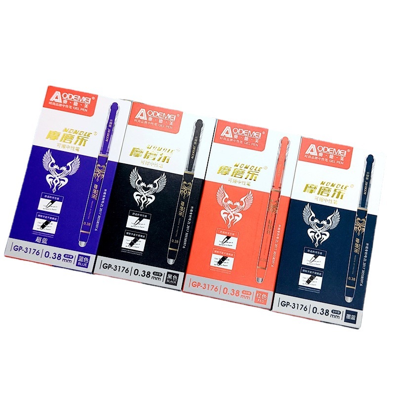 3176 Office and Business Student Erasable Gel Pen Transparent Core Erasable Pen 0.38mm Crystal Blue Carbon Black Ink Blue Red Item Picture