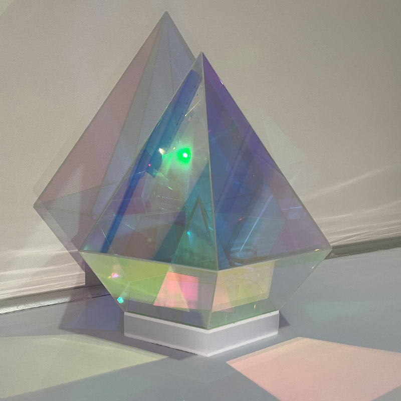 Cross-Border Colorful Table Lamp Pyramid Camping Lamp Qixi Gift Decoration Net Red Creative E-Sports Table Atmosphere Lamp Specification drawing