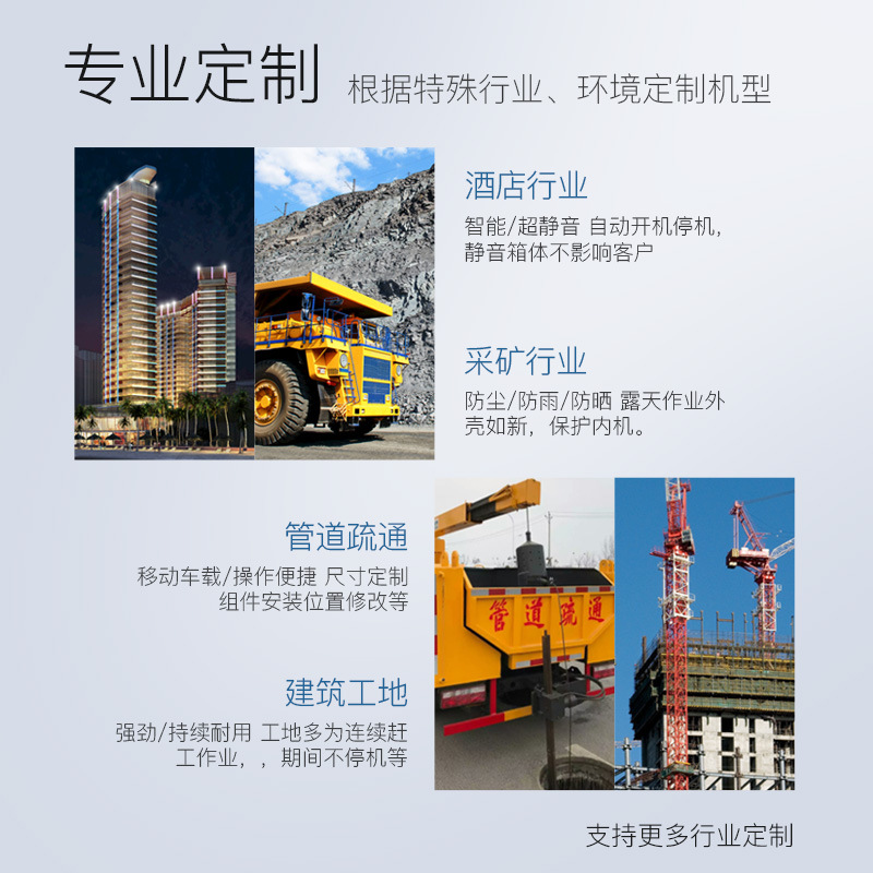 Quark Generator 30/40/75/150/300Kw Diesel Generator Set Open Rack Industrial Hotel Manufacturers Direct Supply Application Scenario