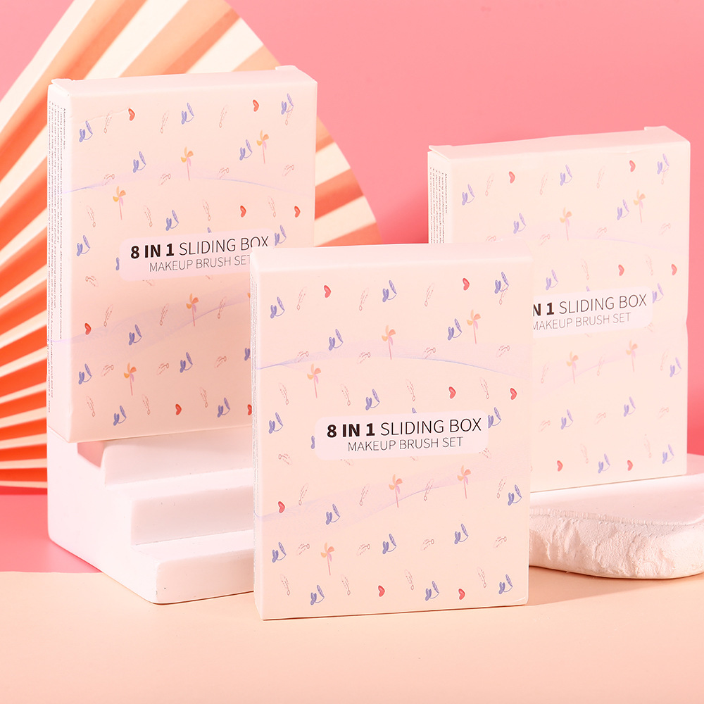 Eight-In-One Makeup Soft Bristle Eyeshadow Brush, Loose Brush, Multi-Functional Portable Brush With Windows, Detail Eyebrow Brush, Makeup Brush Specification drawing