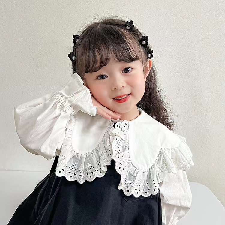New New Year's Red Cute Children's Pearl Flower Small Grab Korean Flocking Hair Clip Side Fringe Clip Hair Accessories details Picture