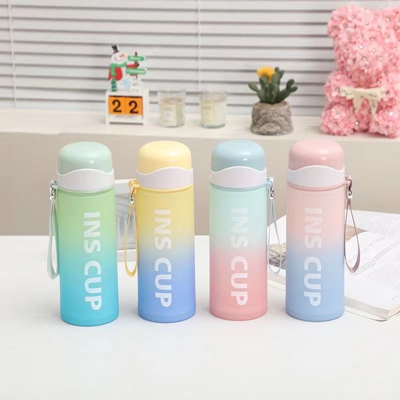 Philippine cross-border double-layer water cup, anti-scald plastic glass cup, anti-drop sports office gift cup, gradient color glass cup Specification image