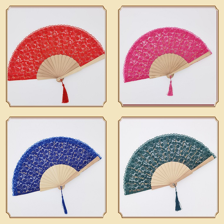 蕾丝扇子折叠折扇跳舞舞蹈古风汉服西班牙木质蕾丝扇子