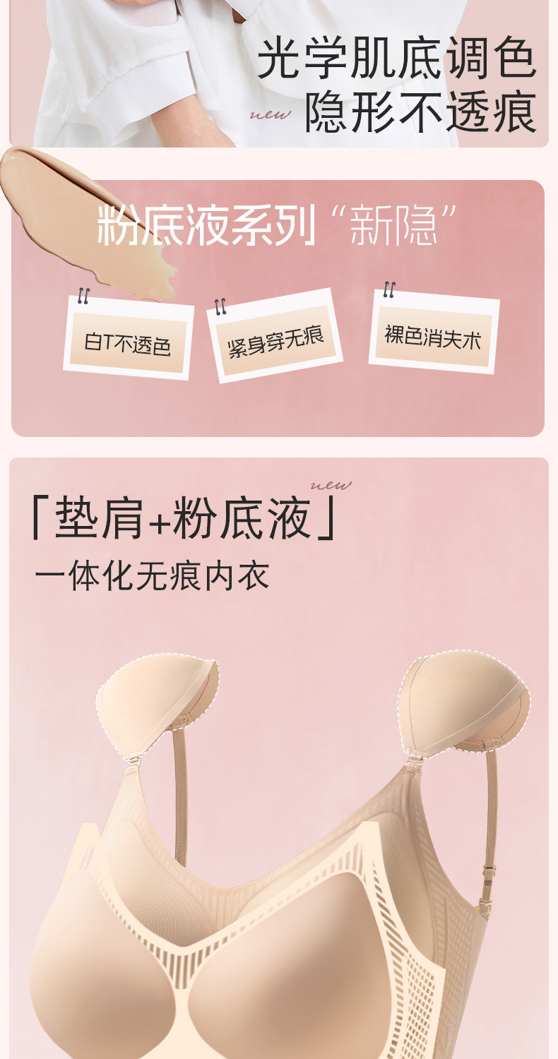 垫肩内衣粉底液无痕隐形小胸显大聚拢防垂肤色可拆卸直角肩文胸罩详情3