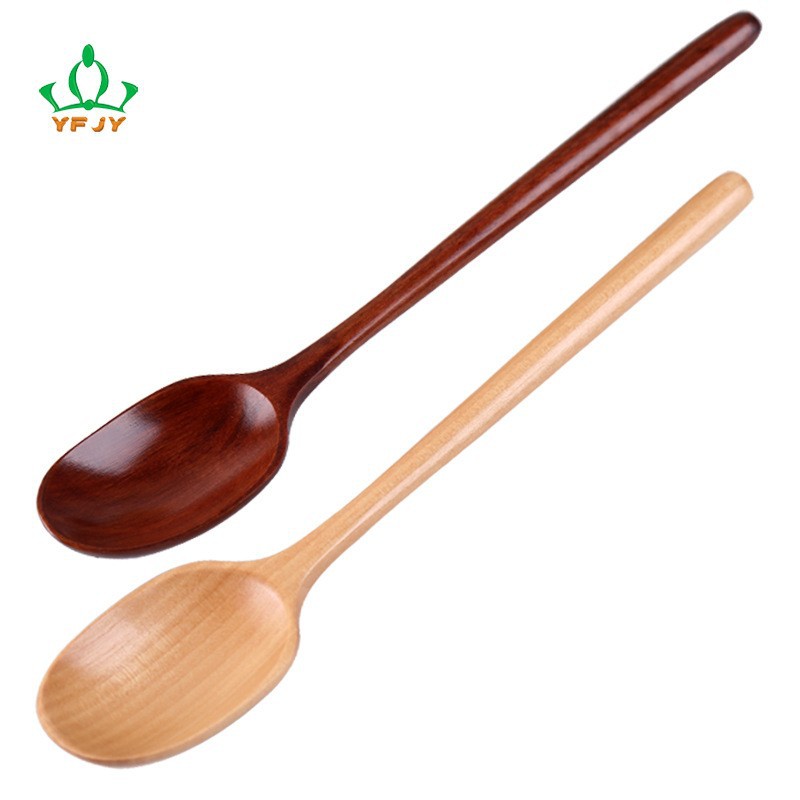 Korean-style 23.5 long-handled wooden spoons, dessert spoons, solid wood coffee spoons, mixing spoons, household and daily-use wooden soup spoons, tableware