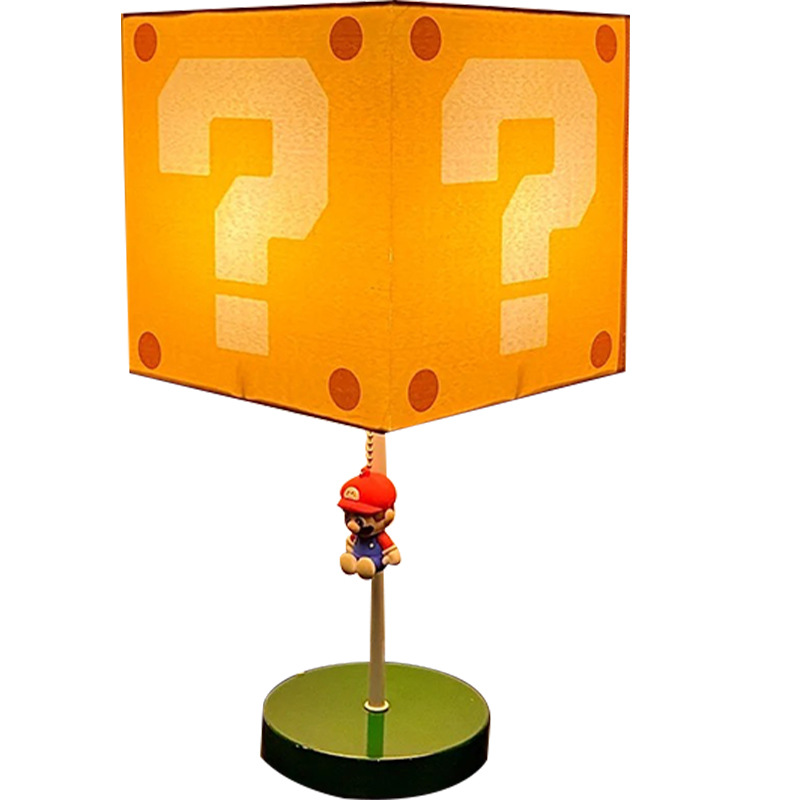 ins Xiaohongshu creative Mario Decorative desk Lamp, Super Mary question Mark bedroom square bedside lamp Item Picture