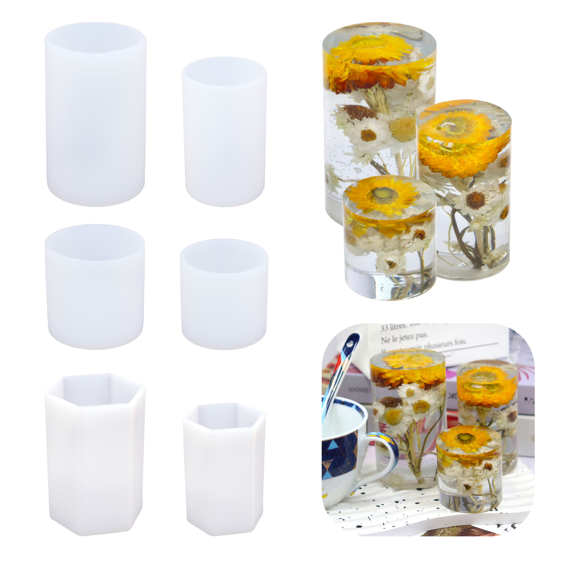 Pang Yaya diy cylindrical conical candle molds, hexagonal spherical aromatherapy gypsum silicone molds, factory in stock