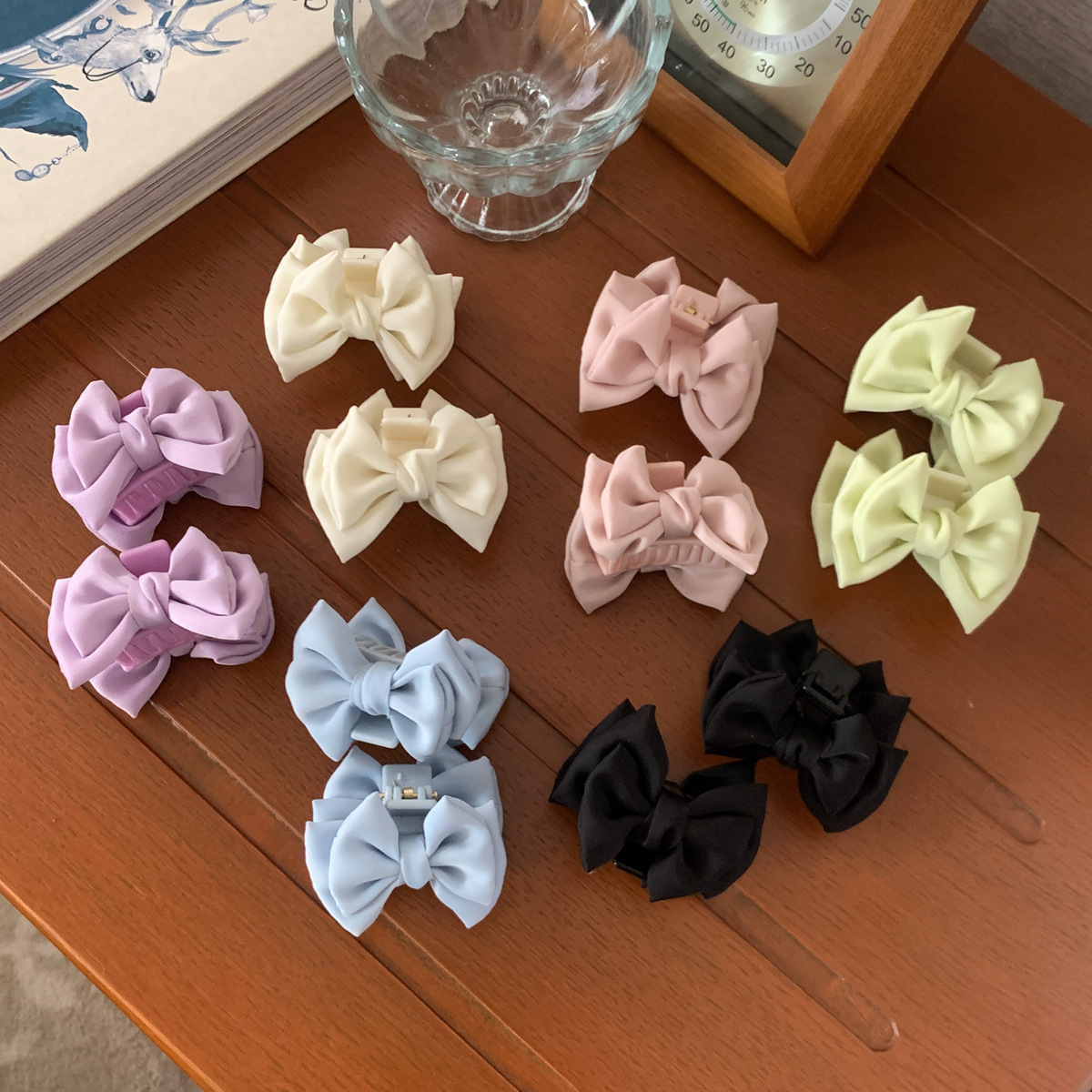 Two Cream Satin Bows Grab Princess Hair Grab Small Bangs Clip Hair Claw Clip Hair Accessories