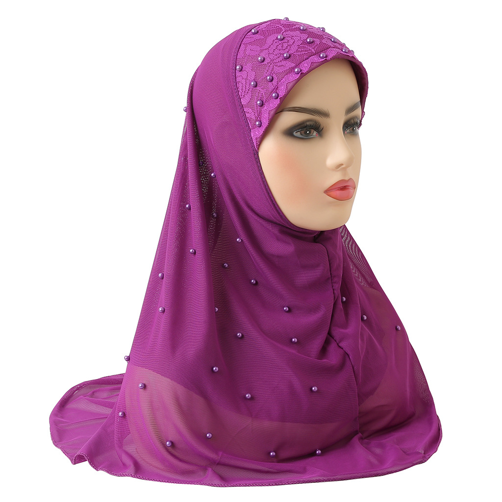 Amazon AliExpress export double mesh nail beaded Arabian headscarf fashion hat H078 thumbnail