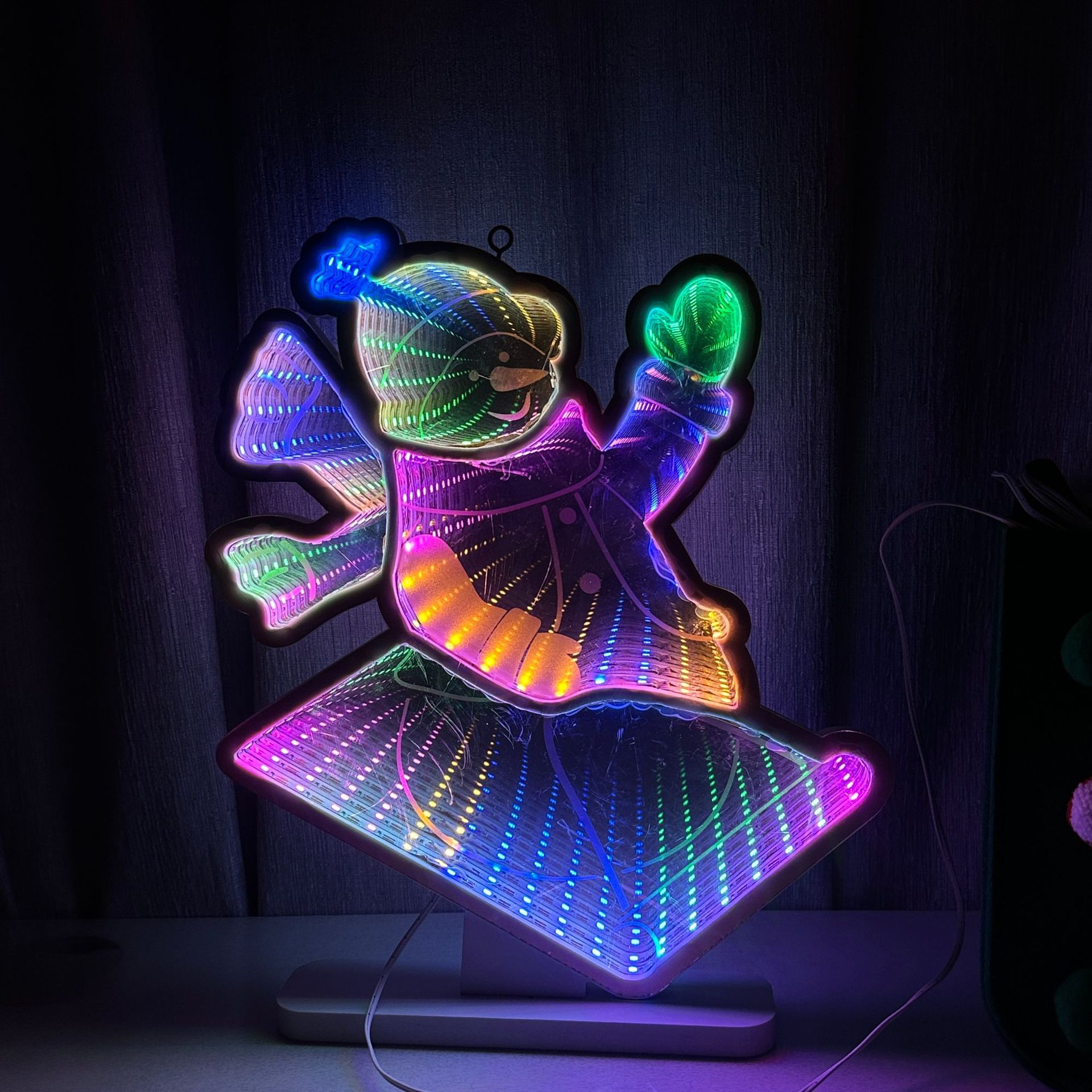 Cross-border foreign trade led neon light snowman Christmas mirror bar Amazon temu hot-selling atmosphere decorative color lights Specification drawing