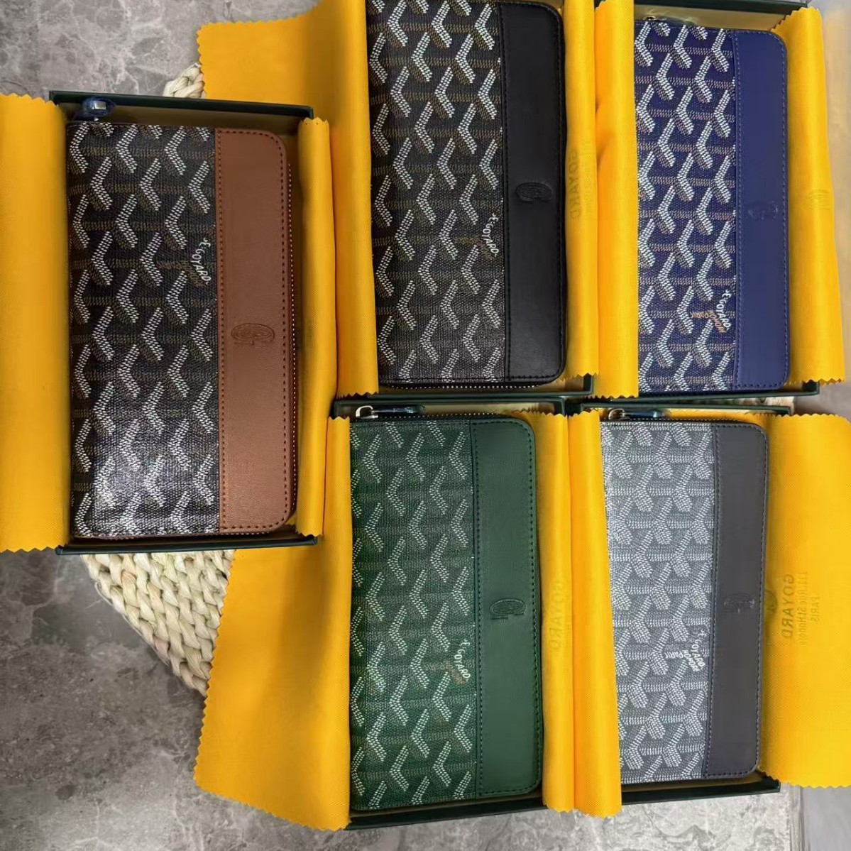 新款戈雅狗牙钱包Y字印花长款拉链钱包多卡位钱包大容量戈雅钱包