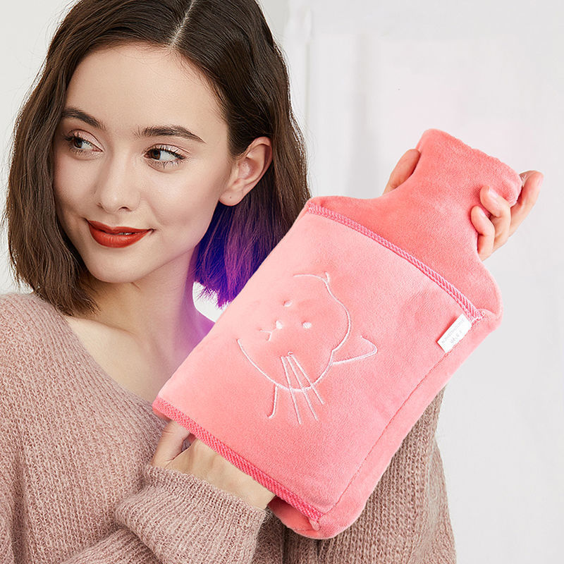 商超直供暖水袋卡通毛绒橡胶热水袋注水暖肚子可洗防爆暖手宝批发