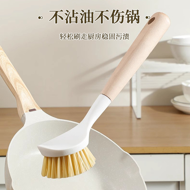 Plastic pot brush, household kitchen pot brush, dishwashing pot non-stick brush, long-handled cleaning brush, descaling and grease bowl brush details Picture