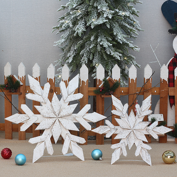 Wholesale Wooden Christmas Snowflake With Support Led Lights Snowflake Christmas Tree Decorations Set Supplies Specification drawing