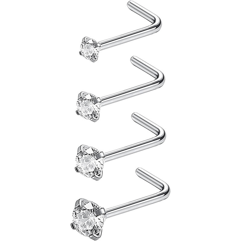 Cross border for straight nose nails L nose nails 316 stainless steel Europe and the United States simple wear pungent decorative men's and women's nose nails accessories