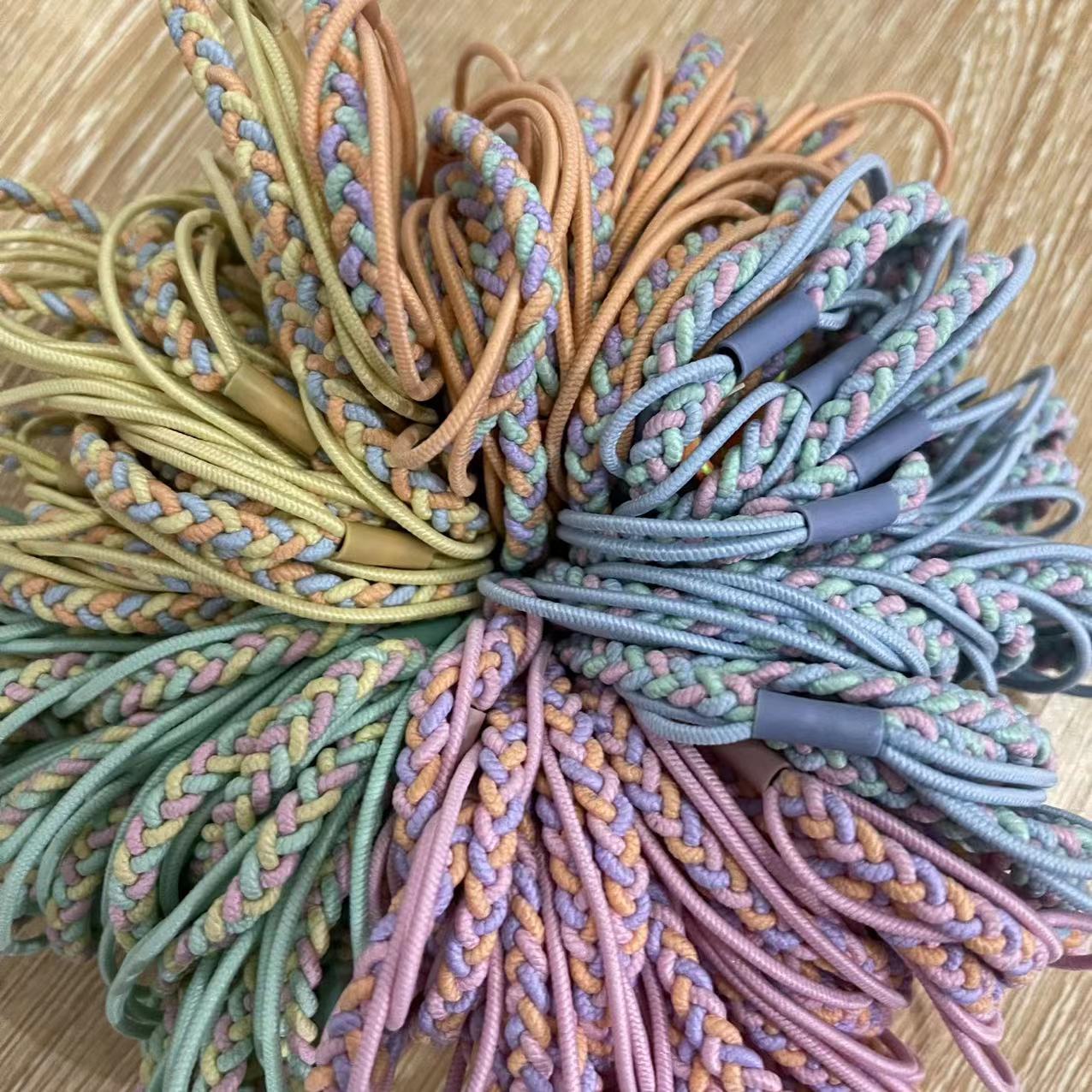 1 yuan 2 yuan hair tie, Korean style hair tie, colorful twisted two-strand rope, popular leather cover, simple and fashionable hair tie, trendy hair tie Specification image
