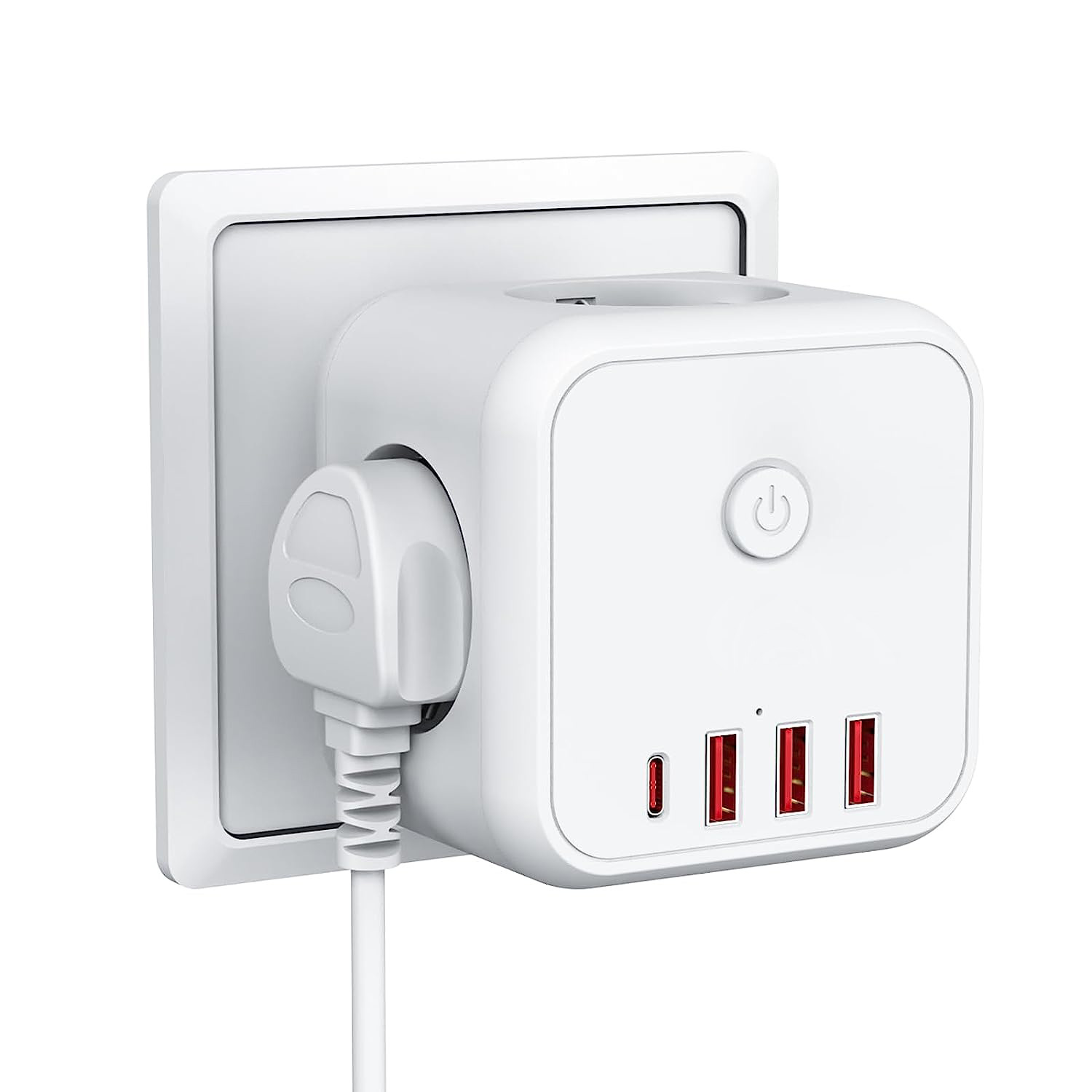 新品亚马逊德标一转三接线板 排插3USB+TPYE-C德国韩国 插排 插座