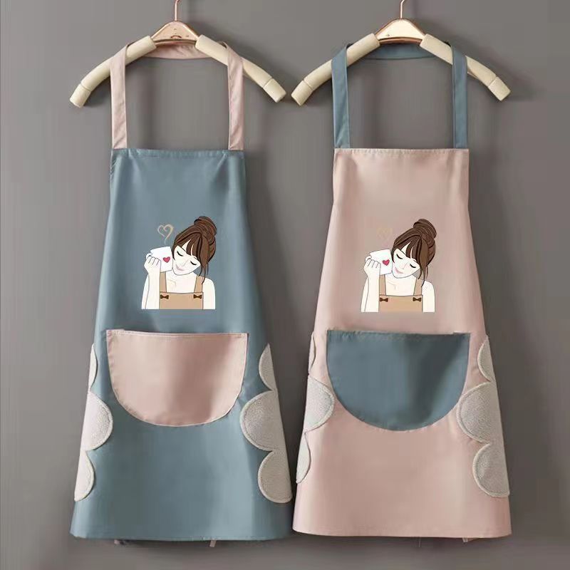 Apron Kitchen household adult cooking waist, women's waterproof and oil-resistant new fashionable work clothes, dirt-resistant household apron details Picture