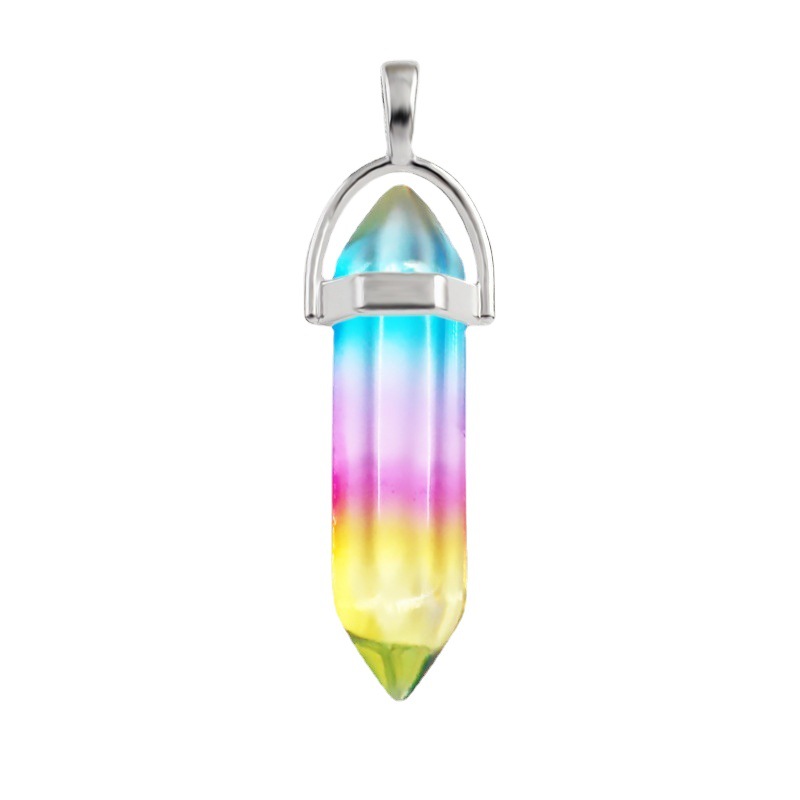 Europe and the United States selling crystal agate natural stone hexagon pendant jade necklace bullet pendant accessories Item Picture