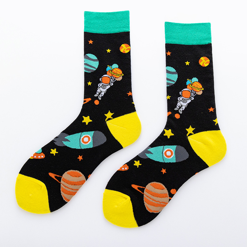 Autumn and winter new trendy mid-calf socks for women, cartoon space man trendy brand socks for men, European and American personalized trendy socks manufacturer wholesale Item Picture