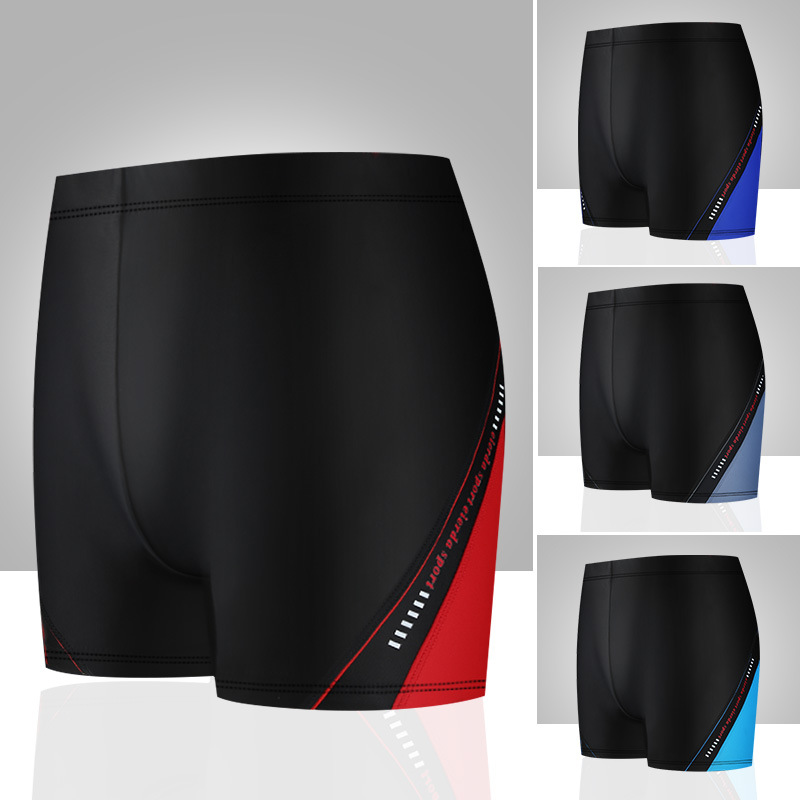 男士时尚拼色泳裤厂家直销锦纶舒适透气防尴尬温泉游泳裤