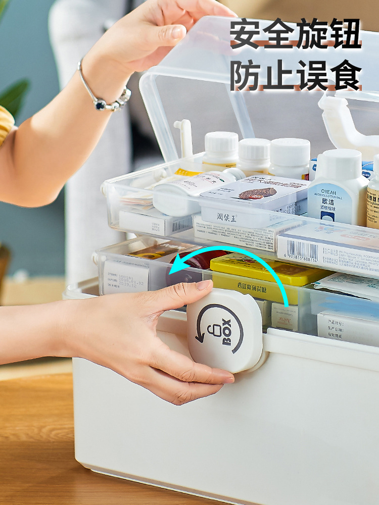 Medicine cabinet Family medicine storage box Medicine cabinet Household large capacity medicine box Medical emergency large first aid kit details Picture