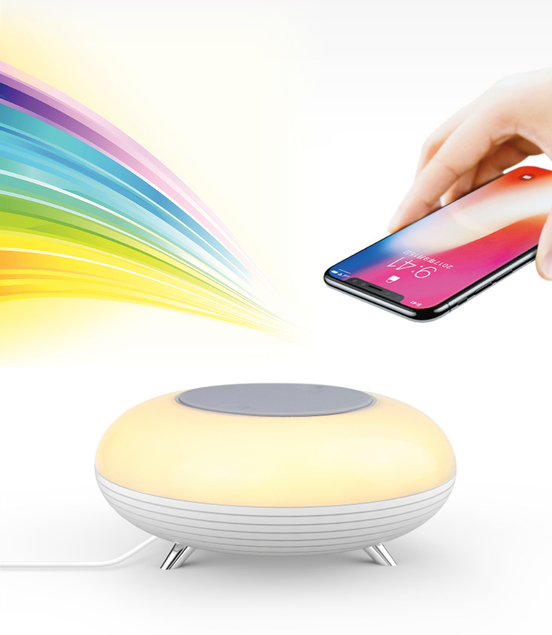 Modern creative mobile phone wireless charger, LED desk lamp, night light, seven-color lighting, intelligent touch control bedside lamp