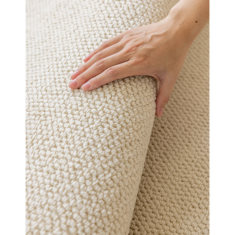 Cream-style solid-color bed carpet for the bedroom, imitation fencing to prevent cat scratches, photo studio, soundproof, thickened woven floor mat Item Picture